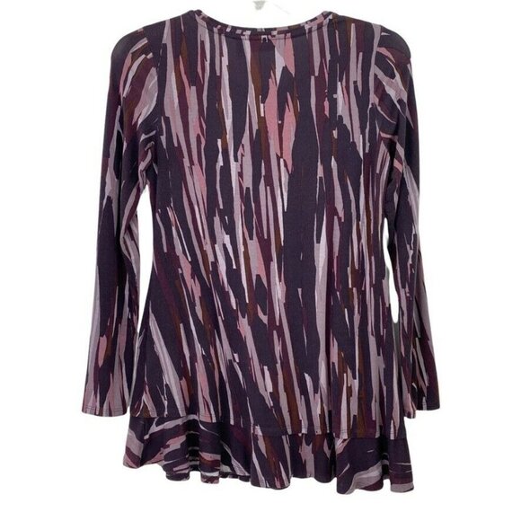 LOGO by Lori Goldstein Stretch Knit Tunic Top Pockets Purple Long Sleeve Sz XS - Picture 5 of 11